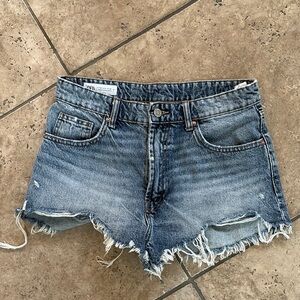 Zara Blue Jean Shorts Distressed High-Waisted